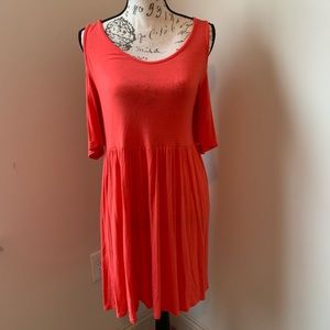 Soft and Comfy Pink Cold-Shoulder Dress